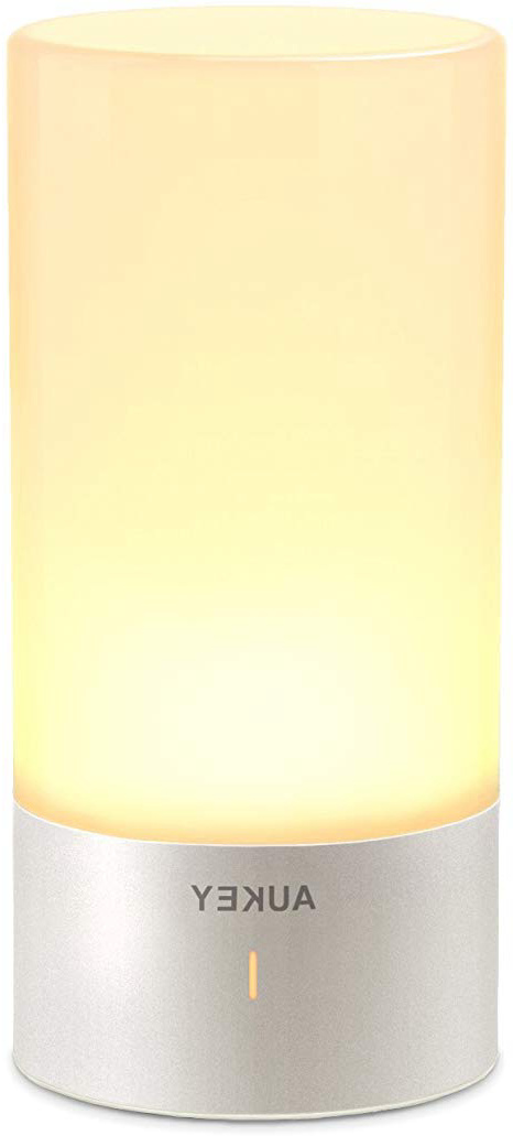 AUKEY Lámpara de Mesa, Regulable Lámpara de Noche de Atmósfera con Sensor de Tacto, Lámpara de Tabla de Decoración con Modo RGB y Luz Blanca Caliente, 256 Luces de Color