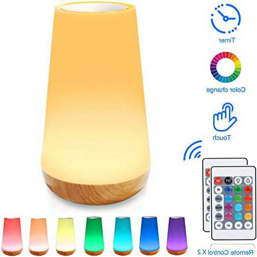 Luz Nocturna de LED, Lámpara de Mesita de Noche, Control Remoto, Control Tactil, Temporizador, Regulable, USB Recargable, Cambio de Colores, para Niños, Habitación, Cámping