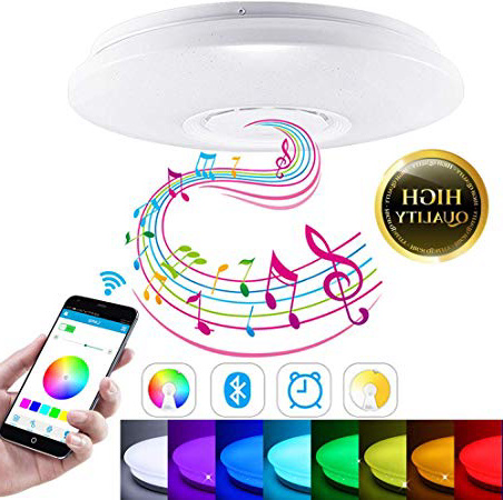 SmartHitech LED Smart Music, Lámpara de Techo con Altavoz Bluetooth, 60W RGB Regulable Lámparas de Modernas con Control Remoto/Controlador de App