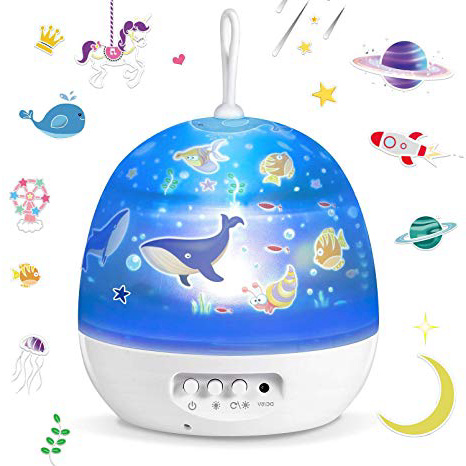 Lámpara Proyector,Iluminación Romántica con Rotación 360 Grados de Estrellas y Cosmos,Lámpara Infantil con Control de Temporizador, USB & Pilas y 8 Modos para Niños, Novia, Cumpleaños y Fiesta