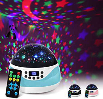 AnanBros Proyector Estrellas Bebes, Luz Noche Infantil Con Temporizador De Música y Control Remoto, Rotación Juguetes Bebes y Regalos Para Niños Con 9 Colores, Regalos Originales Para Bebes, Cian