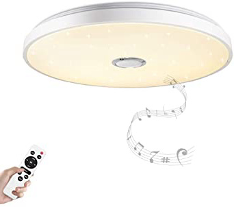 







Lámpara de techo JDONG con altavoz bluetooth y control remoto Cambio de color de 24 W, cielo estrellado, regulable, blanco cálido / blanco frío, 2800-6500 Kelvin (blanco) [clase energética A ++]






