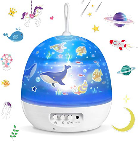 Lámpara Proyector,Iluminación Romántica con Rotación 360 Grados de Estrellas y Cosmos,Lámpara Infantil con Control de Temporizador, USB & Pilas y 8 Modos para Niños, Novia, Cumpleaños y Fiesta