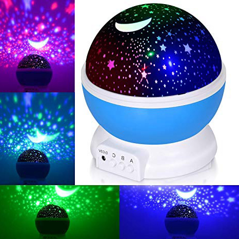 Adoric Proyector Lámpara De Dormir Lámpara Infantil Lámpara Proyector Infantil 360 Grados De Rotación 3 Modo de Luz De Proyector De Estrella Regalo Navidad