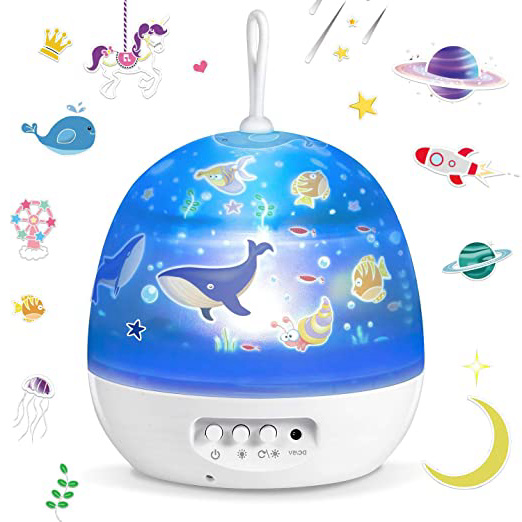 Lámpara Proyector,Iluminación Romántica con Rotación 360 Grados de Estrellas y Cosmos,Lámpara Infantil con Control de Temporizador, USB & Pilas y 8 Modos para Niños, Novia, Cumpleaños y Fiesta