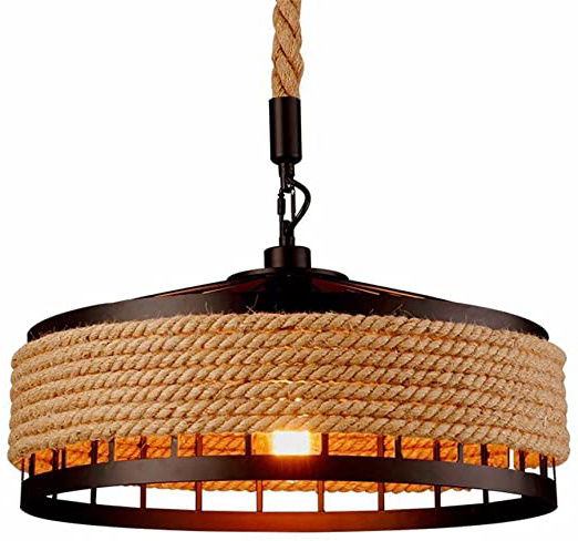 Luz de techo, Retro Hierro Industrial Vintage Loft luz de techo lámpara colgante lámpara E27, Φ40cm*H25cm Negro