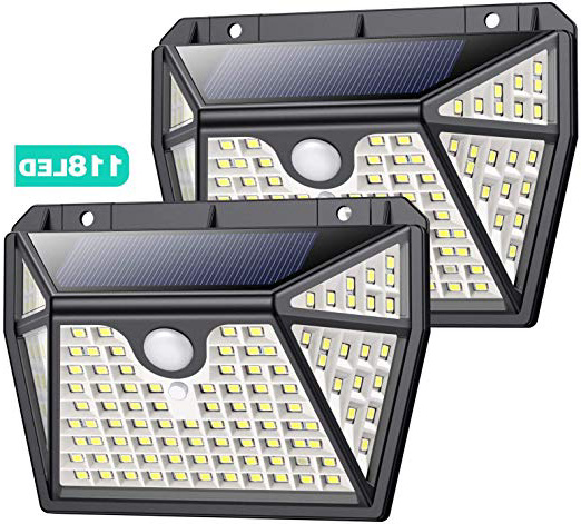 Luz Solar Exterior con Sensor de Movimiento【Iluminación Super Brillante por 5 Lados-118LED】Pxwaxpy Luces Led Solares para Exteriores 1200LM Foco Solar 2200mAh Impermeable Lámpara Solar Jardín 2Paquete