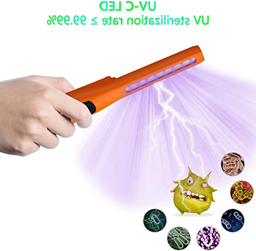 ANEWSIR Lámpara de Desinfección,desinfectante de varita de luz ultravioleta de carga USB, lámpara germicida de desinfección ultravioleta,Esterilización lámpara UVC, UV Luz Lámpara - naranja