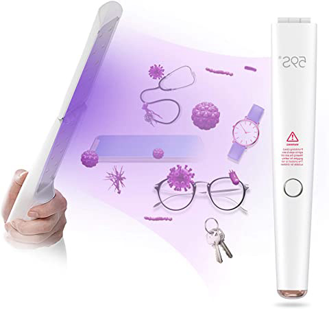 Esterilizador UV, 59S Esterilizador UV Portátil 3min Esterilización Rápida 99.9% con Lámpara LED de 20 Cuentas, Recargable Plegable Fácil de Transportar