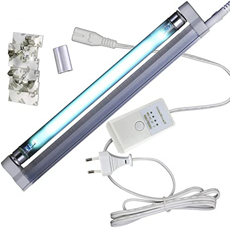 Desinfección UV Lámpara germicida con ozono 8W 220V Temporizador utilizado para armario de cocina Loft Keller Coop Pet House Farm Elimina los malos olores