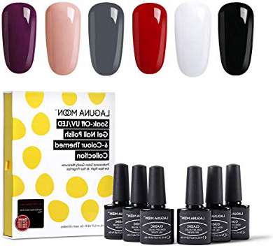 Lagunamoon Esmaltes de Uñas, Esmaltes en Gel Uñas UV LED, 6pcs Kit de Esmaltes Semipermanentes para Uñas, Set de Regalo de Uñas de Gel de Colores, Pintauñas para Manucira Profesional - 008