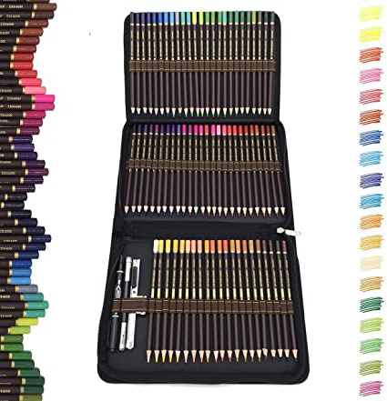 72 Lapices de Colores Profesionales,lapiz para colorear de Dibujo y Bosquejo Material de dibujo Set,Incluye Caja de Cremallera Portátil,Mejores Lápices de colores Conjunto Ideal para Adultos y Niños