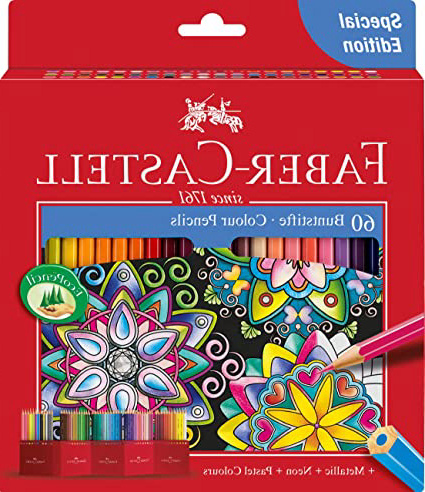 Faber-Castell 111260 - Estuche-soporte de cartón con 60 lápices de colores, multicolor