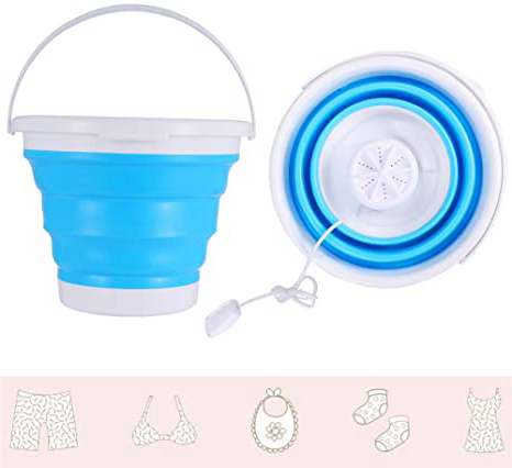 Vogvigo Mini turbina lavadora, plegable portátil para ropa personal, mini lavandería portátil USB, portátil, lavadora, 3 en 1 de alta frecuencia para viajes y lavandería de niños, color blanco