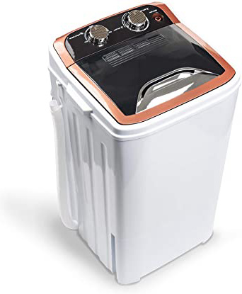 Dawoo Mini Lavadora Portátil De 4.4 Kg Lavadora De Tina Única Completamente Automática Con Bomba De Drenaje y Temporizador De Control (32cmx34cmx 66cm)