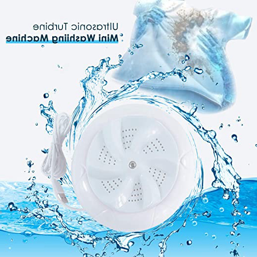 GEMITTO Mini Lavadora, Portátil Lavadora USB de Turbina Ultrasónica pour del Viaje y del Lavandería Infantil, Lavadora de lavandería de Alta frecuencia 2 en 1, 13x13 x5.3cm Blanco
