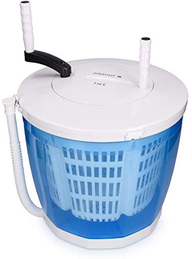 Navaris Mini Lavadora y Secadora Manual portátil - Lavadora con Carga hasta 2KG y Centrifugado- Lavadora de Viaje para Camping Apartamentos Caravana
