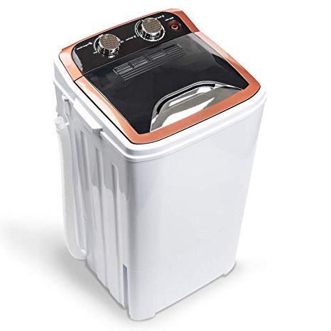 Dawoo Mini Lavadora Portátil De 4.4 Kg Lavadora De Tina Única Completamente Automática Con Bomba De Drenaje y Temporizador De Control (32cmx34cmx 66cm)