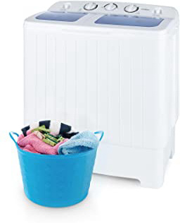 Oneconcept Ecowash XL - Lavadora, minilavadora, con centrifugadora, Carga Superior, Capacidad 4.2 kg, Potencia de Lavado 300 W, Potencia centrífuga 110 W, Ahorro de Agua y energía, Blanco