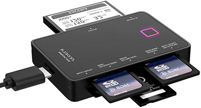 USB 3.0 Multi Lector de Tarjetas 7 en 1 | Lector Externo de Tarjetas superrápido | Lectura paralela de Varias Tarjetas de Memoria | Plug & Play | Mac y PC | Card Reader para | Potente LED | (Negro)