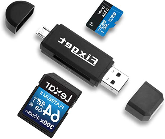 Fixget Lector de Tarjetas de Memoria, Lector de Tarjetas SD/Micro SD/Micro USB Adaptador OTG a USB 2.0 con Conector USB Macho/Micro USB Estándar para PC, Teléfonos Inteligentes con Función OTG,