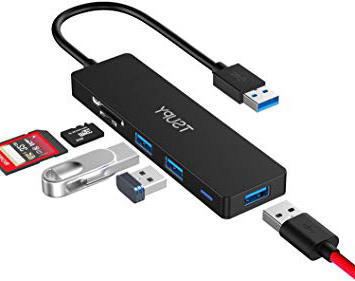 TSUPY HUB USB 3.0, Adaptador USB 3.0 con 3 Puertos USB 3.0 y Lector de Tarjetas SD/Micro SD,Transferencia de Datos 5Gbps para PC y Tabletas de Mac OS, Linux y Windows XP, Vista, 7, 8, 10 y etc.