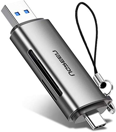UGREEN Tipo C Lector Tarjetas 2 En 1 USB C Lector Tarjeta de Memoria Lectura Simultánea 2 Tarjetas SD, Micro SD, TF, SDXC, SDHC MMC, RS-MMC para iPad Pro 2018 Samsung S10, Xiaomi Redmi Note 7, A1, A2