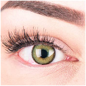 GLAMLENS lentillas de colores verdes Mirel Green + contenedor. 1 par (2 piezas) - 90 Días - Sin Graduación - 0.00 dioptrías - blandos - Lentes de contacto verde de hidrogel de silicona
