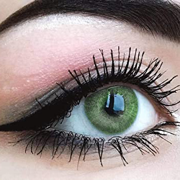 GLAMLENS lentillas de colores verdes Jasmine Green + contenedor. 1 par (2 piezas) - 90 Días - Sin Graduación - 0.00 dioptrías - blandos - Lentes de contacto verde de hidrogel de silicona