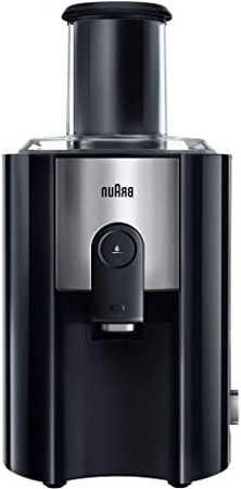 Braun J500 Multiquick Juicer - Licuadora Exprimidor, 900w, surtidor anti-salpicaduras, jarra de zumo 1,25 l, acero inoxidable, negro/plata, 38,1 x 51,1 x 26,4 cm