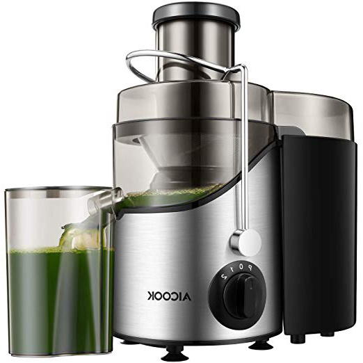 Licuadoras Para Verduras y Frutas, Aicook 3 Velocidades Licuadora Prensado Frio Extractor de Zumos Boca Ancha de 65mm, Extractor de Jugos Libre de BPA, con Base Antideslizante, 18000 RPM