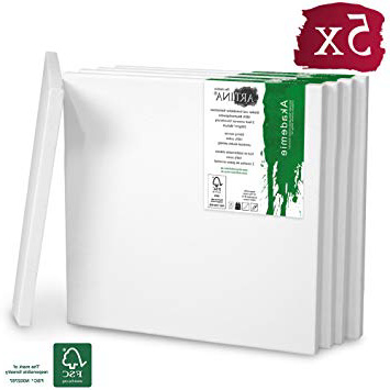 Artina Set de 5 lienzos Blancos Akademie con certificación FSC® - 20x20 cm Cuadrados - 100% algodón Lienzo y Bastidor Blancos 280g/m²