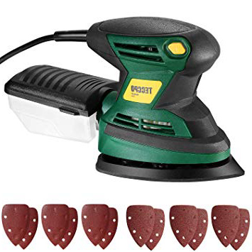 Lijadora Eléctrica, TECCPO Professional 200W Lijadora Mouse, Lijadora de Detalles, 15500 OPM, 12 Piezas de Papel Lija, con Contenedor de Polvo Reutilizable, Diámetro de Órbita de 1,5 mm - TAMS23P