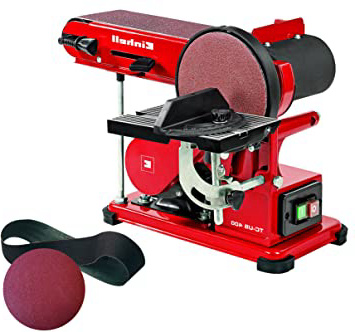 Einhell 4419255 TC-US 400 - Lijadora de plato, banda pivotable con tope, función de lijado de disco y banda