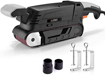TACKLIFE Lijadora de Banda, Lijadora Eléctrica 900W, 450-750RPM, Ajuste de Banda sin Herramienta, Banda 75x533mm, Adaptador de Polvo de 32/35mm, Caja de Recogida de Polvo, Cable de 3 Metros PSFS2A