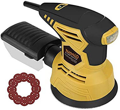 Lijadora Orbital, Ginour, 300W 12000RPM, Lijadora Eléctrica, Lijadora Excéntrica, 11Psc, 7 Velocidades Ajustables, 10 Lijas, Caja de Polvo, Botón de Bloqueo