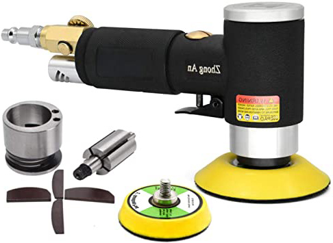 Pulidor neumático de la lijadora mini excéntrica Negro más nuevo, alta velocidad 12,000 RPM, máquina de pulir con almohadillas de lijado de 50 mm y 75 mm