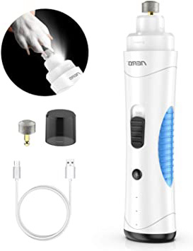 Aerb Lima de Uñas Eléctrica para Perro Gato, Cortauñas Perro con LED Luz (7000 tr / min y 8500 tr / min) USB Recargable para Mascota Mediano y Grande, con 2x Rueda Abrasiva