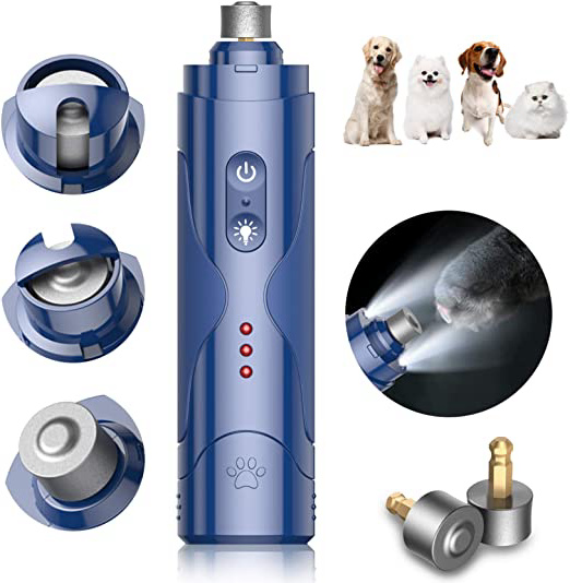 BOIROS Corta Uñas de Perro Lima de Uñas Eléctrica para Mascotas de 3 Velocidade Cortauñas Gato de 50 db Super SilenciosoTijeras Gatos Uñas Lima de Uñas Eléctrica para Perro con Luz LED