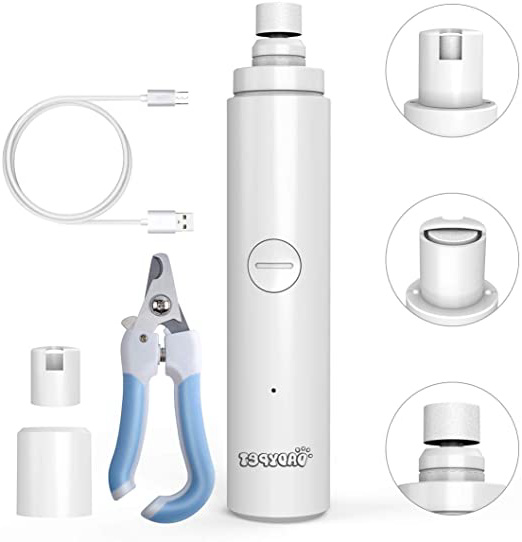DADYPET Corta Uñas de Perro Lima de Uñas Electrico Perros Cortauñas Eléctrica para Mascotas con 1 Rueda de Molienda, Ultrasilenciosa,Dos Grados Velocidad Variable con Cable USB