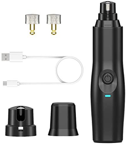 Bonve Pet Lima de Uñas Eléctrica para Mascotas, Amoladora Eléctrica para Mascotas, 2 Velocidades, 3 Puertos, Super Silencioso y Recargable con Cable USB