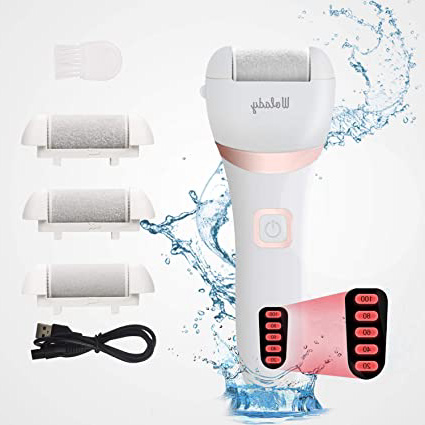 Lima Eléctrica Pedicura Eléctrico Lima Pies Profesional Recargable Wolady IPX7 Impermeable Eliminar Callos Pies Durezas Pedicura Pies Cuidado Lima 3 Recambios 5 Niveles Batería 1200MAH 2 Velocidades