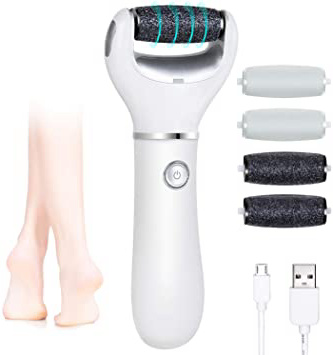 Pedicura Eléctrico Lima Pies ENONEO Lima Electrica Pies Profesional Recargable Eliminar Callos y Durezas Pies Pedicura Lima Pies con 4 Recambios 2 Velocidades Pedicura Electrico Pies (Blanco)