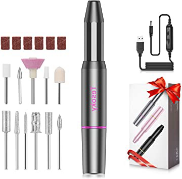 Tesoky Torno para Uñas, Lima de Uñas Profesionales con Set de 11 Tipos de Brocas de Pulido Pedicura, Lima Electrica Uñas de Vlocidad Ajustable para Manicura Pedicura, Set de Manicura para Salón DIY