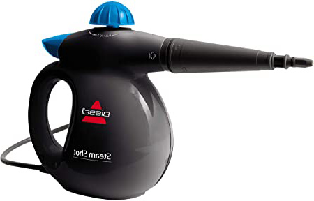 Bissell Steam Shot Vaporeta de Mano, 1050 W, 0.36 litros, 83 Decibelios, 18/10 Steel, Titanio/Azul