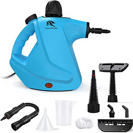 MLMLANT Limpiador de Vapor presurizado de Mano, 450ml 1050W y 9 Accesorios,Vaporeta Portátil y Manual de Alta Presión