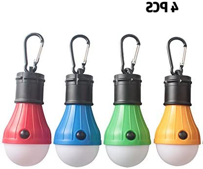 4 Pack 3 LEDs 100 lúmenes Camping Lantern, lámpara de la tienda, Camping Linterna Lámpara de emergencia Batería a prueba de agua Bombilla portátil para caminar Pesca Camping Hogar Reparación