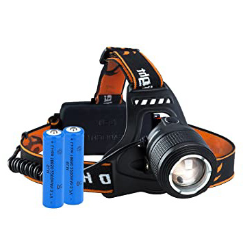 VicTsing Linterna Frontal Recargable LED Alta Potencia 3000 Lúmenes, 4 Modos, Automomía hasta 16H, Alcance de 300M, Función de Zoom, Impermeable IPX6 para Casco, Pesca, Bicicleta, Camping y Caza
