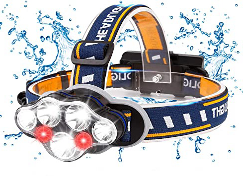 Linterna Frontal LED, Luz Frontal de USB Rechable 15000 lm Impermeable IPX4 con 7 LEDs 8 Modos Perfecto para Acampar, Bicicleta de Montaña, Pesca, Paseo, Acampar, Caminar