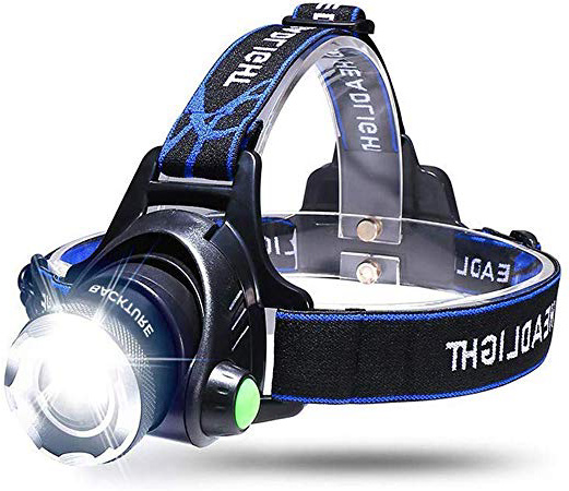 BACKTURE Linterna Frontal, Linterna de Cabeza Recargable USB 4 Modos de Luz LED, Impermeable para Camping, Pesca, Ciclismo, Carrera, Caza
